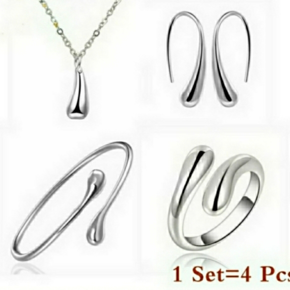 925 Sterling Silver Waterdrop Jewelry Set - Picture 2 of 7